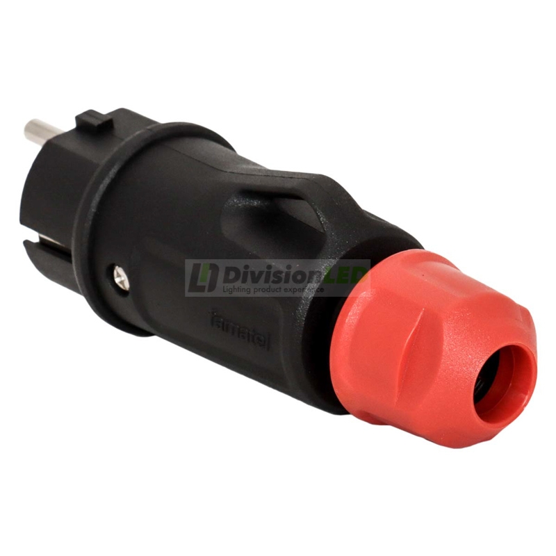 FAMATEL 1165 Clavija TT 16A-250V Negro con prensaestopa
