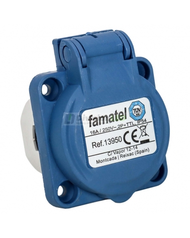 FAMATEL 13950 Base cuadro Schuko 2P+TTL 16A230V IP54 conex. 1 horizontal