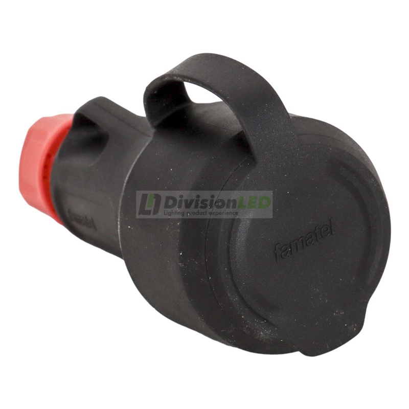 FAMATEL 2165 Base TT 16A-250V C/Tapa Negro con prensaestopa