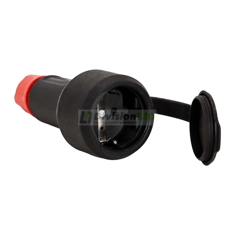 FAMATEL 2165 Base TT 16A-250V C/Tapa Negro con prensaestopa