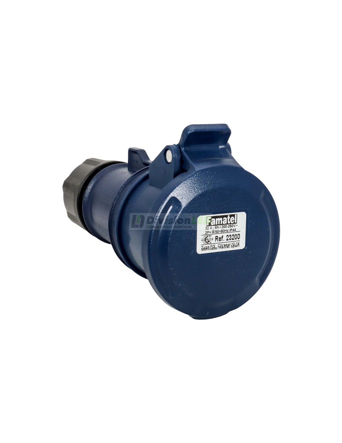 Base Telefonica FAMATEL 23200 IP44 – 2P+T 16A 220-240V Con Morsetto E Clip Metallica