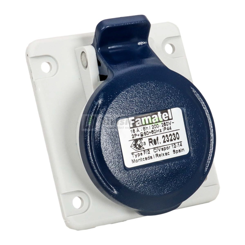 FAMATEL 23230 Base inclinada 10° 2P+T 16A 230V IP44 75x85