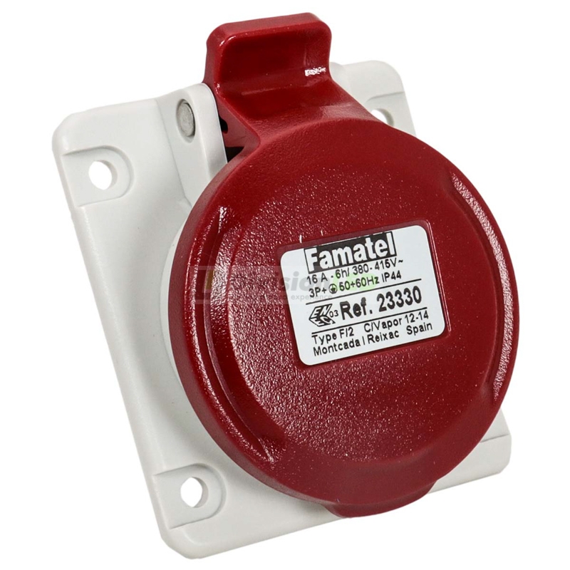 FAMATEL 23330 Base inclinada 10° 3P+T 16A 400V IP44 75x85