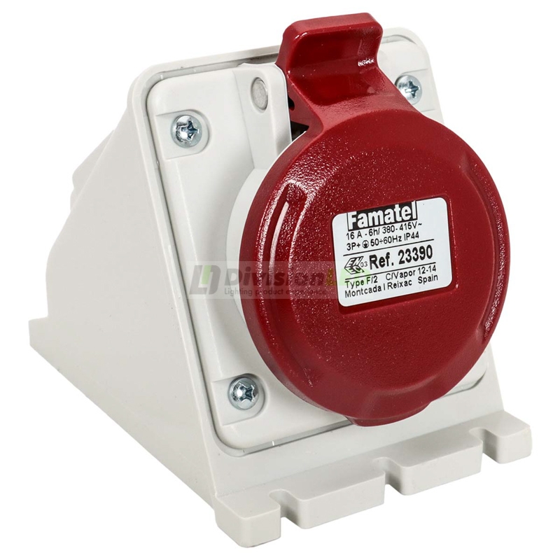 FAMATEL 23390 Base pared 3P+T 16A 400V IP44