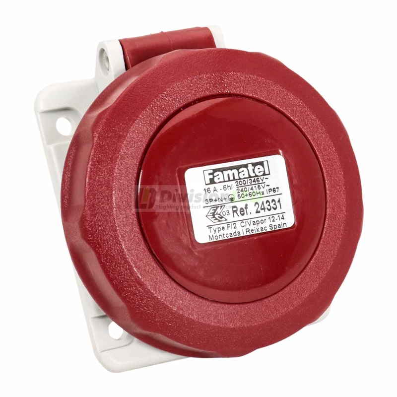 FAMATEL 24331 Base inclinada 10° 3P+N+T 16A 400V IP67 75x85