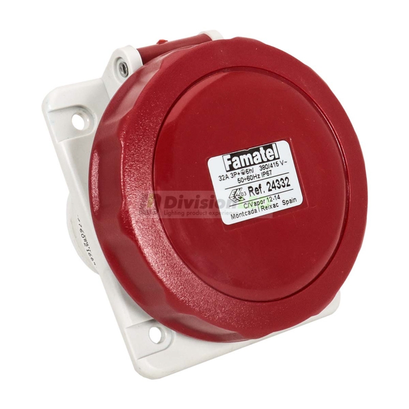 FAMATEL 24332 Base inclinada 10° 3P+T 32A 400V IP67 80x95