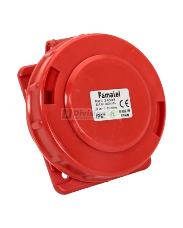 FAMATEL 24332 Base inclinada 10° 3P+T 32A 400V IP67 80x95