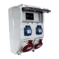 FAMATEL 3958.1 Caja 9 modulos con tomas: 2 Schuko + 1 3P+T 16A + 1 3P+T 32A IP44