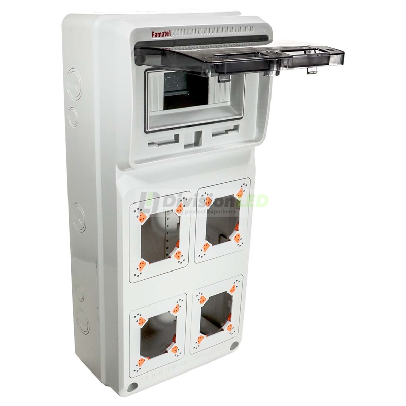 FAMATEL 3961 Caja 8 modulos para 4 mecanismos 500x230x155 enlazable para IP65