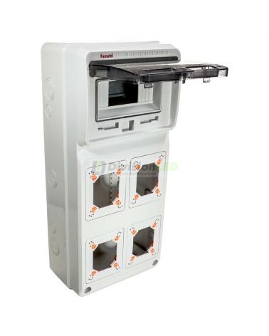 FAMATEL 3961 Caja 8 modulos para 4 mecanismos 500x230x155 enlazable para IP65