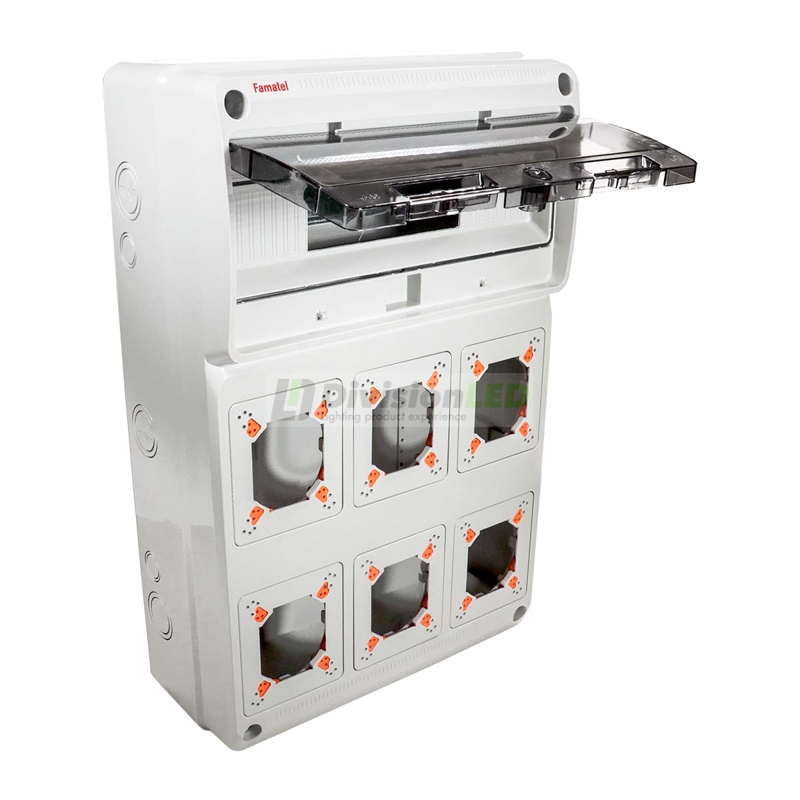 FAMATEL 3961 Caja 8 modulos para 4 mecanismos 500x230x155 enlazable para IP65