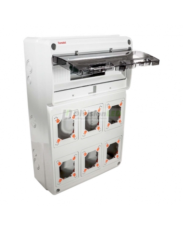 FAMATEL 3961 Caja 8 modulos para 4 mecanismos 500x230x155 enlazable para IP65