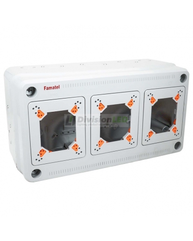 FAMATEL 3963 Caja modular para 3 mecanismos 175x320x135 enlazable para IP65