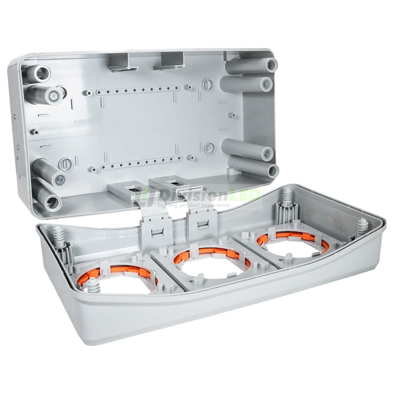 FAMATEL 3963 Caja modular para 3 mecanismos 175x320x135 enlazable para IP65