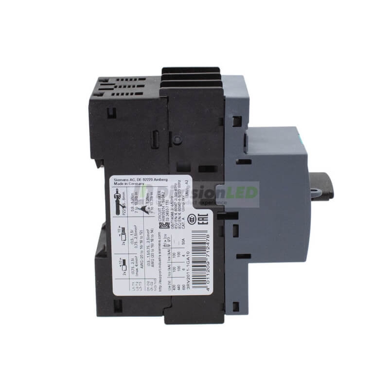 Siemens SIRIUS 3RV2011-1GA10 Guardamotor S00 sobrecarga 4.5-6.3A cortocircuito 82A