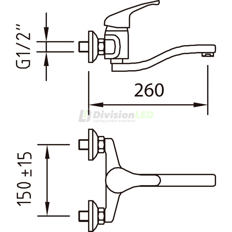 Esquema Clever 97805 grifo de cocina mural caño inferior monomando N Panam Urban