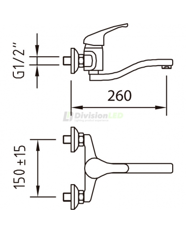 Esquema Clever 97805 grifo de cocina mural caño inferior monomando N Panam Urban