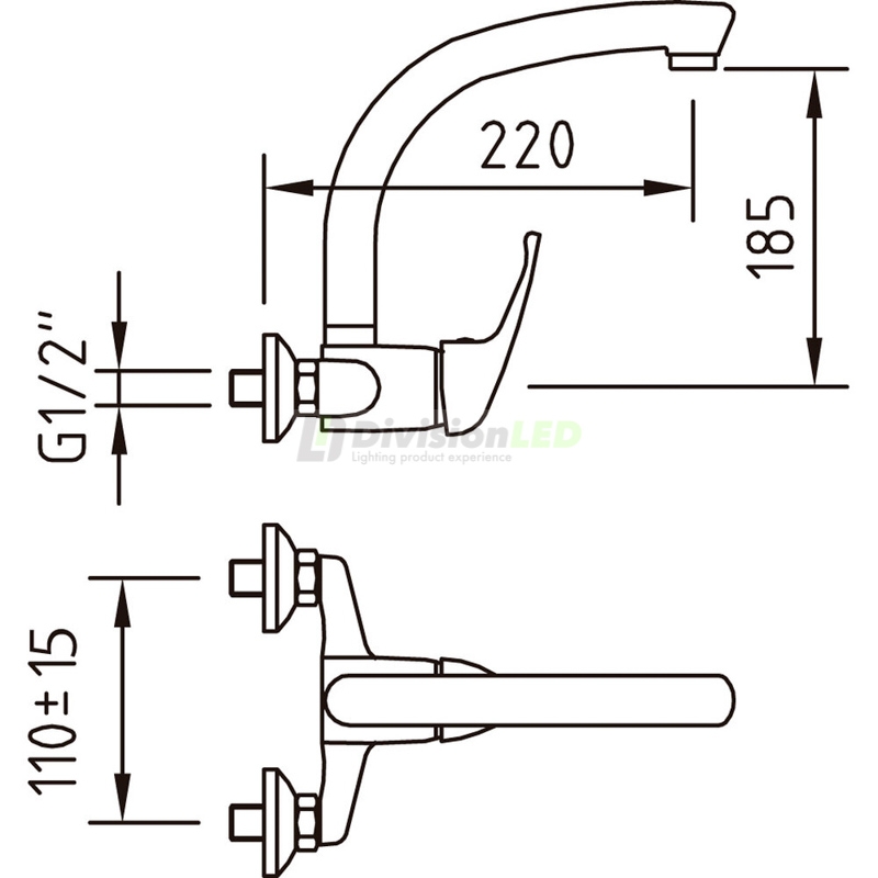 Esquema Clever 98500 grifo de cocina mural monomando 110 e/c N Panam Urban