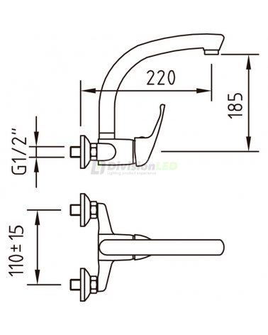 Esquema Clever 98500 grifo de cocina mural monomando 110 e/c N Panam Urban