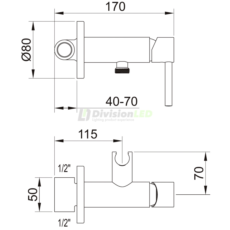 Esquema Clever 61117 Mezclador empotrado para ducha higiénica Toubkal