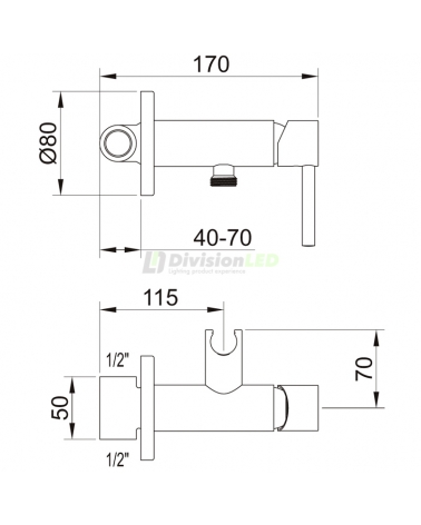 Esquema Clever 61117 Mezclador empotrado para ducha higiénica Toubkal