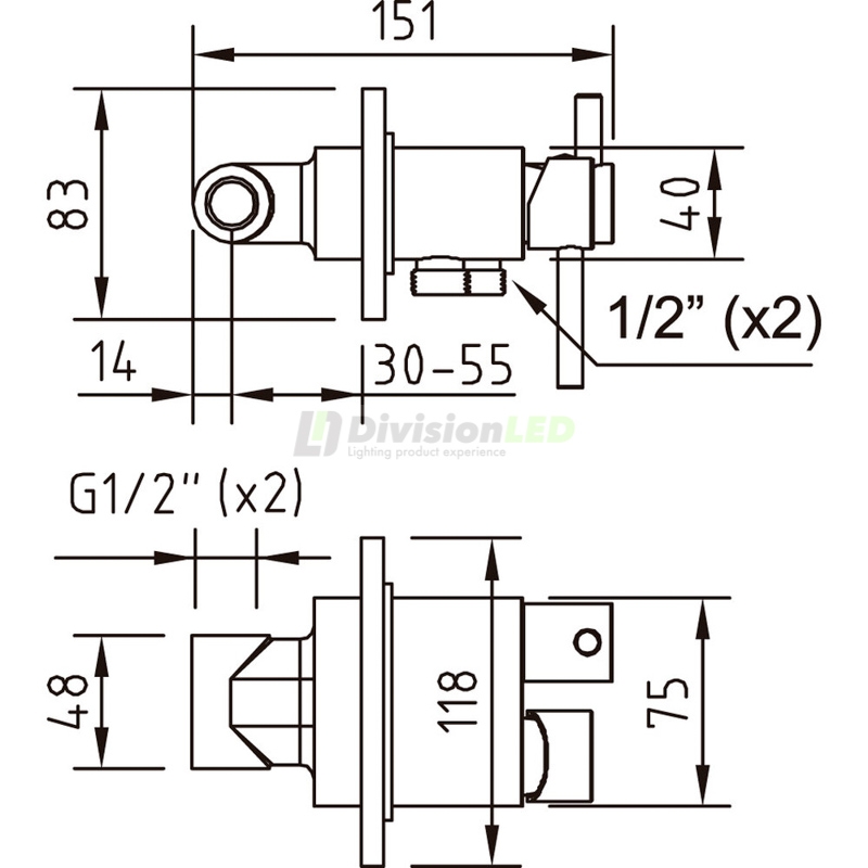 Esquema Clever 97801 Mezclador empotrado para ducha higiénica salida cisterna Tuareg