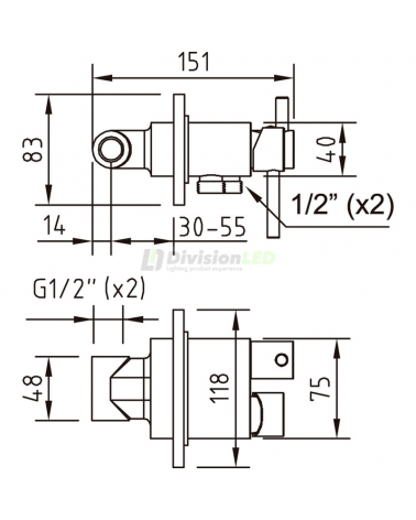Esquema Clever 97801 Mezclador empotrado para ducha higiénica salida cisterna Tuareg