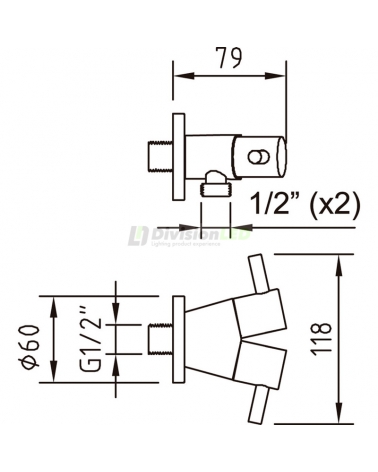 Esquema Clever 97803 grifo shattaf mural 2 salidas oasis