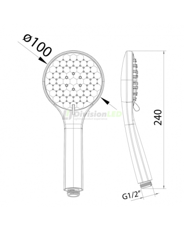 Clever 60307 Teléfono ducha ABS Ø100 5 Funciones Hexagon Air