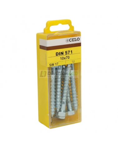 APOLO CELO 41070571 Tornillo tirafondo DIN 571 10x70 zincado 10 uds