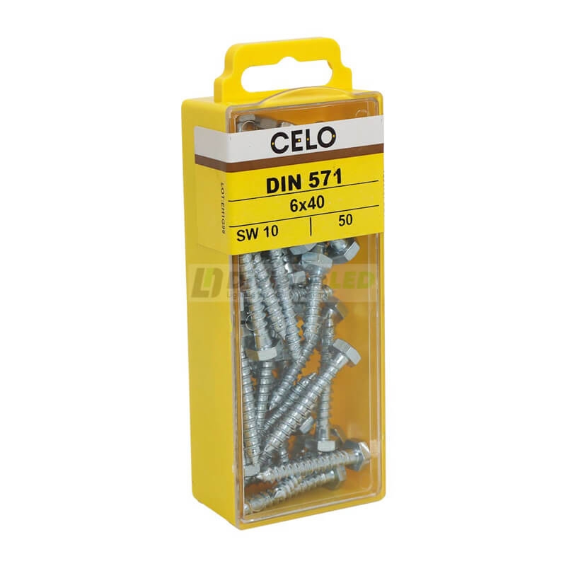 APOLO CELO 4640571 Tornillo tirafondo DIN 571 6x40 zincado 50 uds