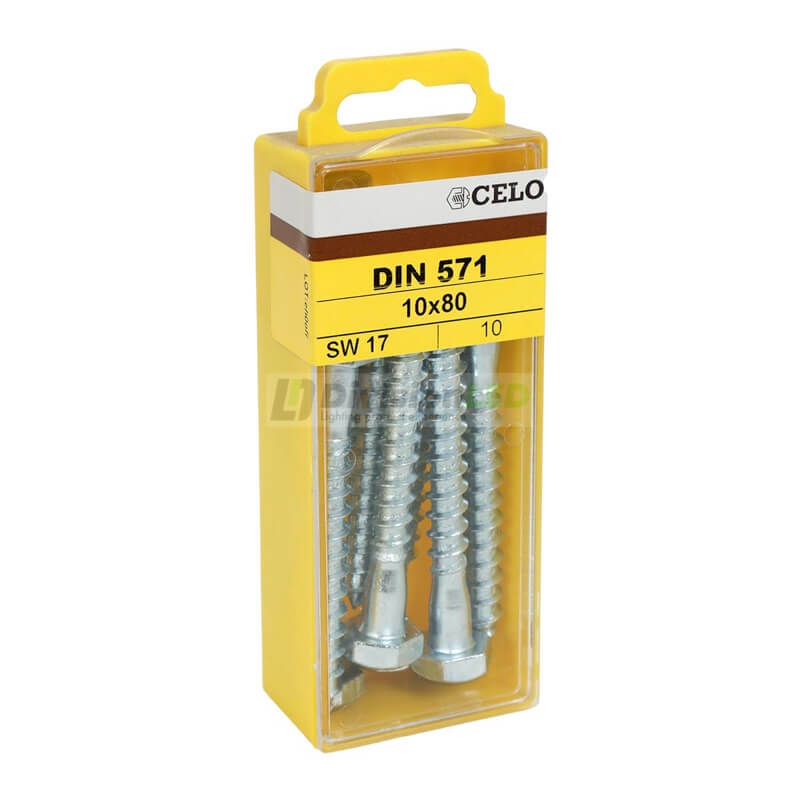 APOLO CELO 41080571 Tornillo tirafondo DIN 571 10x80 zincado 10 uds