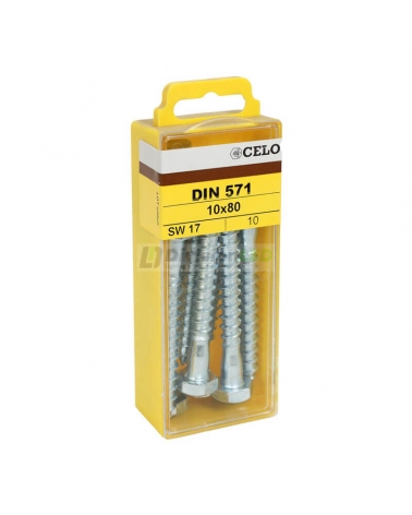 APOLO CELO 41080571 Tornillo tirafondo DIN 571 10x80 zincado 10 uds