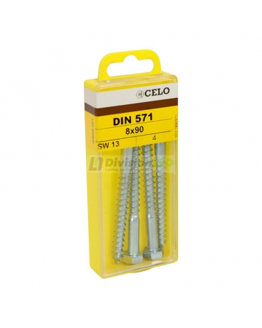 APOLO CELO 7890571 Tornillo tirafondo DIN 571 8x90 zincado 4 uds