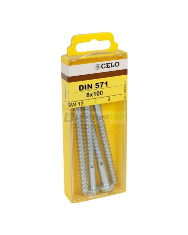 APOLO CELO 78100571 Tornillo tirafondo DIN 571 8x100 zincado 4 uds
