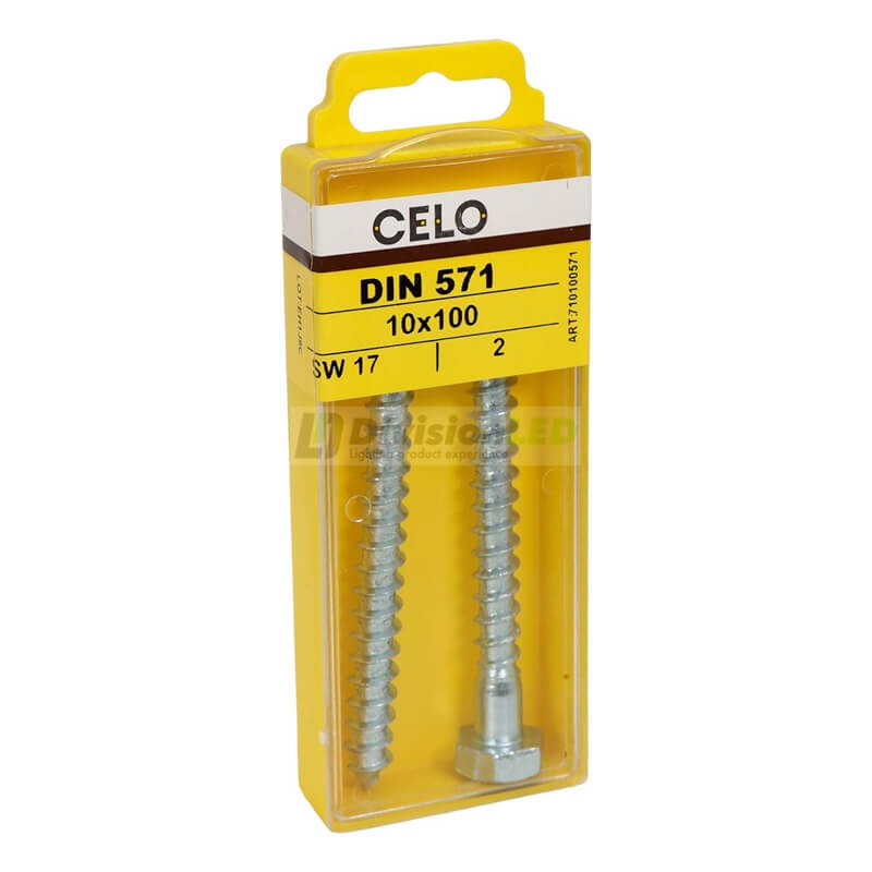 APOLO CELO 710100571 Tornillo tirafondo DIN 571 10x100 zincado 2 uds
