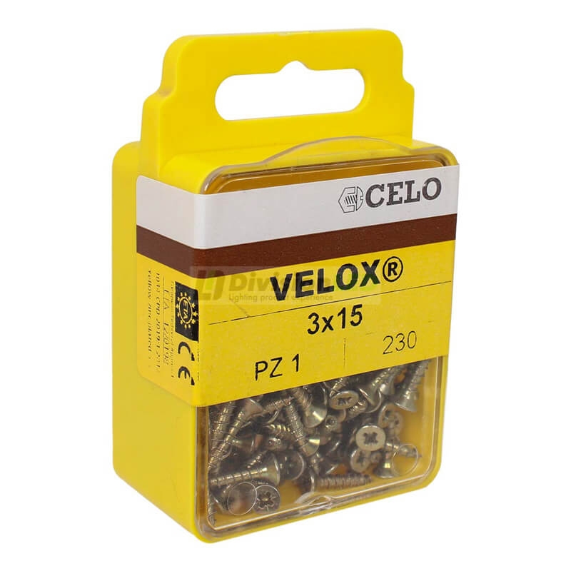 APOLO CELO 4B315VLOX Tornillo VELOX 3x15 avellanado bicromatado 230 uds