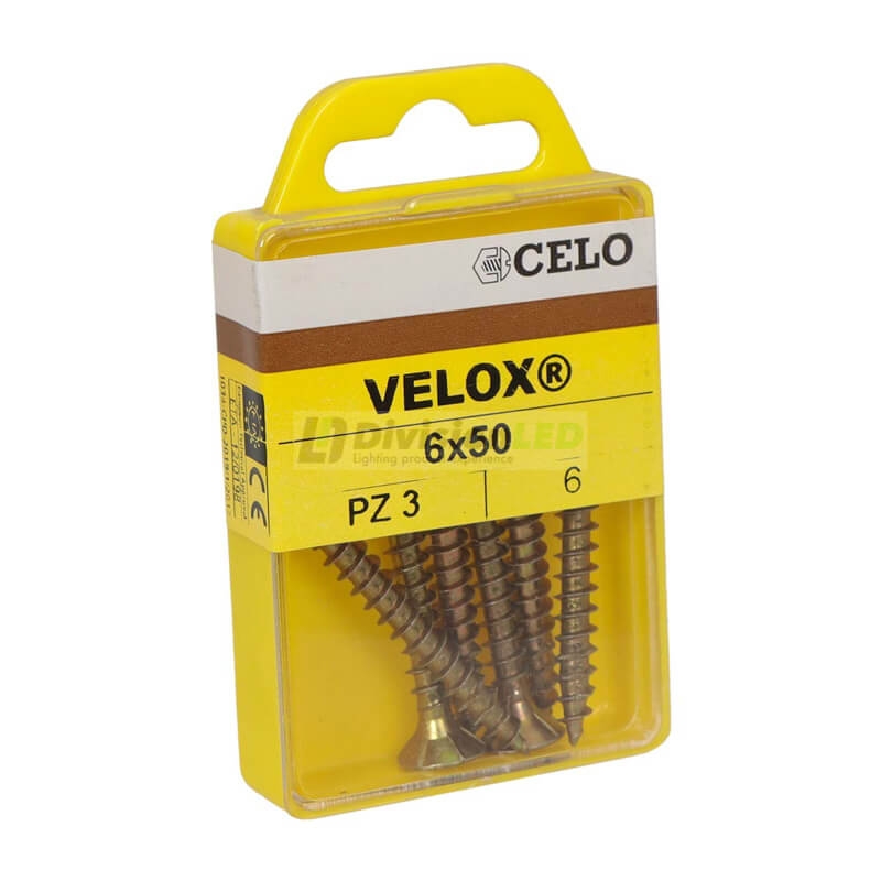 APOLO CELO 7B650VLOX Tornillo VELOX 6x50 avellanado bicromatado 6 uds