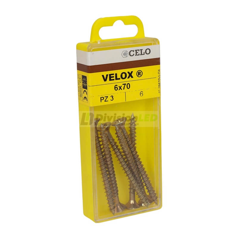 APOLO CELO 7B670VLOX Tornillo VELOX 6x70 avellanado bicromatado 6 uds