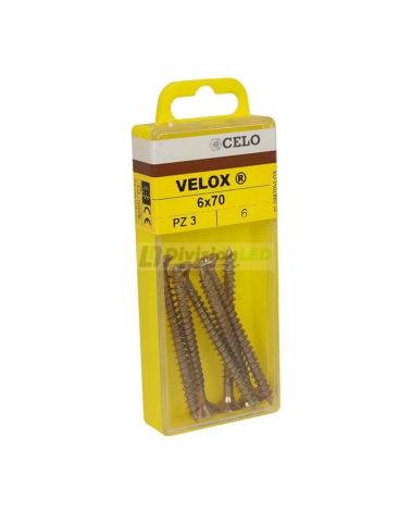 APOLO CELO 7B670VLOX Tornillo VELOX 6x70 avellanado bicromatado 6 uds