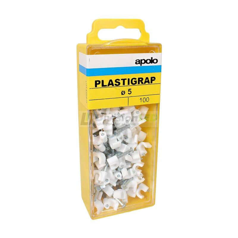 APOLO CELO 415PLG Grapa plastigrap 5mm blanco blister 100 uds