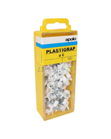 APOLO CELO 416PLG Grapa plastigrap 6mm blanco blister 100 uds
