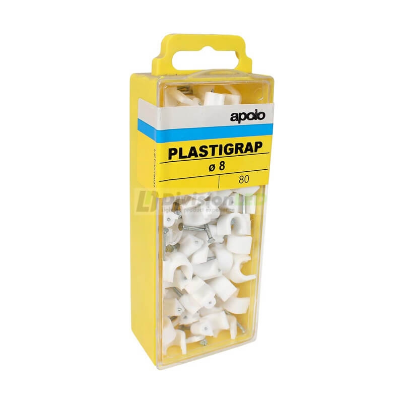 APOLO CELO 418PLG Grapa plastigrap 8mm blanco blister 80 uds
