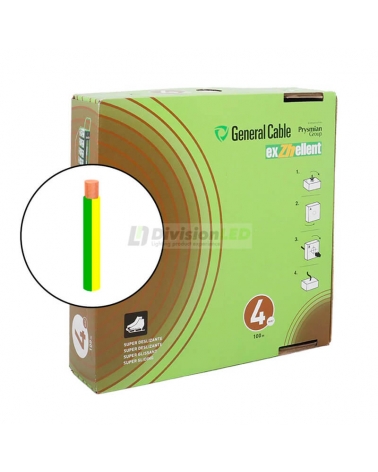 General Cable EXZHELLENT-XXI 1x4mm² H07Z1-K Cable flexible libre de halógenos amarillo-verde 100m