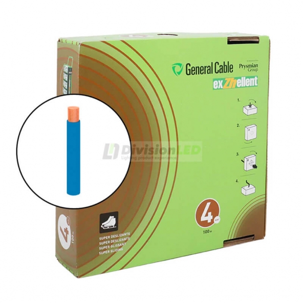 General Cable EXZHELLENT-XXI 1x4mm² H07Z1-K Cable flexible libre de halógenos azul 100m