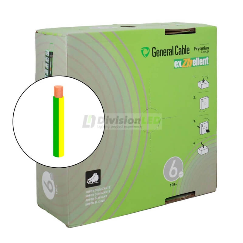 General Cable EXZHELLENT-XXI 1x6mm² H07Z1-K Cable flexible libre de halógenos amarillo-verde 100m
