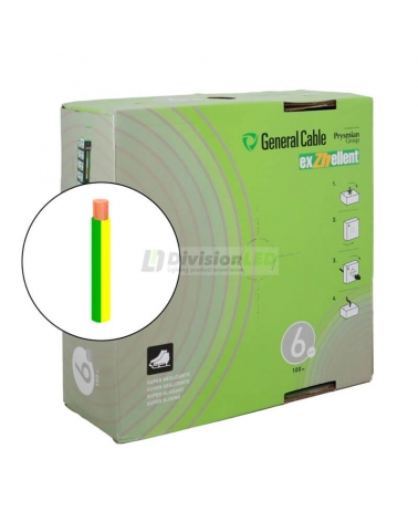 General Cable EXZHELLENT-XXI 1x6mm² H07Z1-K Cable flexible libre de halógenos amarillo-verde 100m