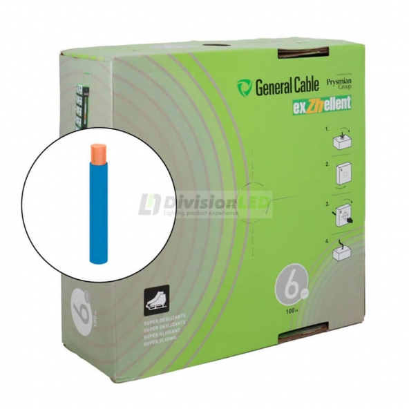 General Cable EXZHELLENT-XXI 1x6mm² H07Z1-K Cable flexible libre de halógenos azul 100m