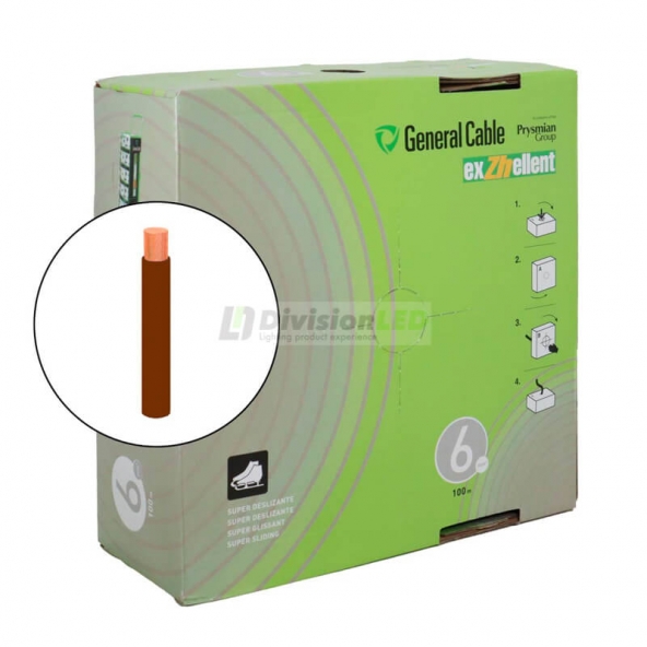 General Cable EXZHELLENT-XXI 1x6mm² H07Z1-K Cable flexible libre de halógenos marrón 100m