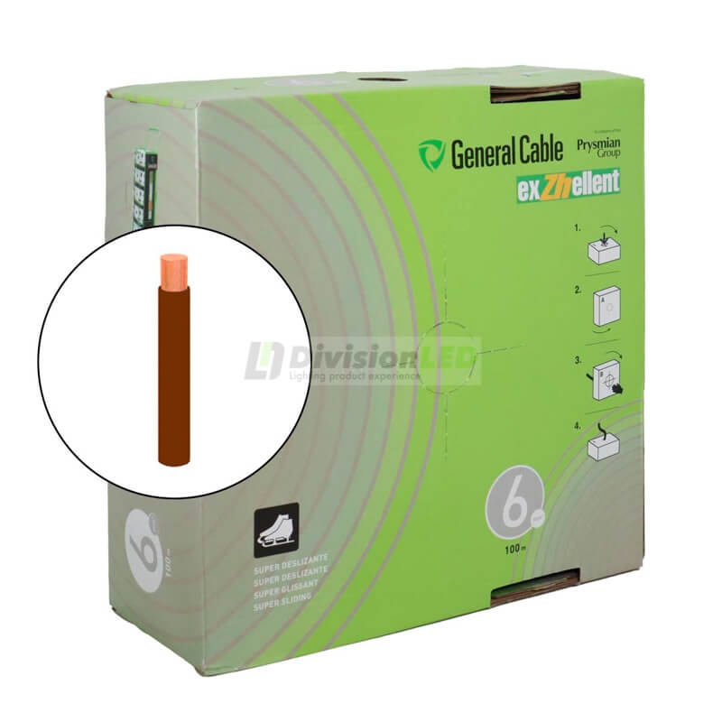 General Cable EXZHELLENT-XXI 1x6mm² H07Z1-K Cable flexible libre de halógenos marrón 100m
